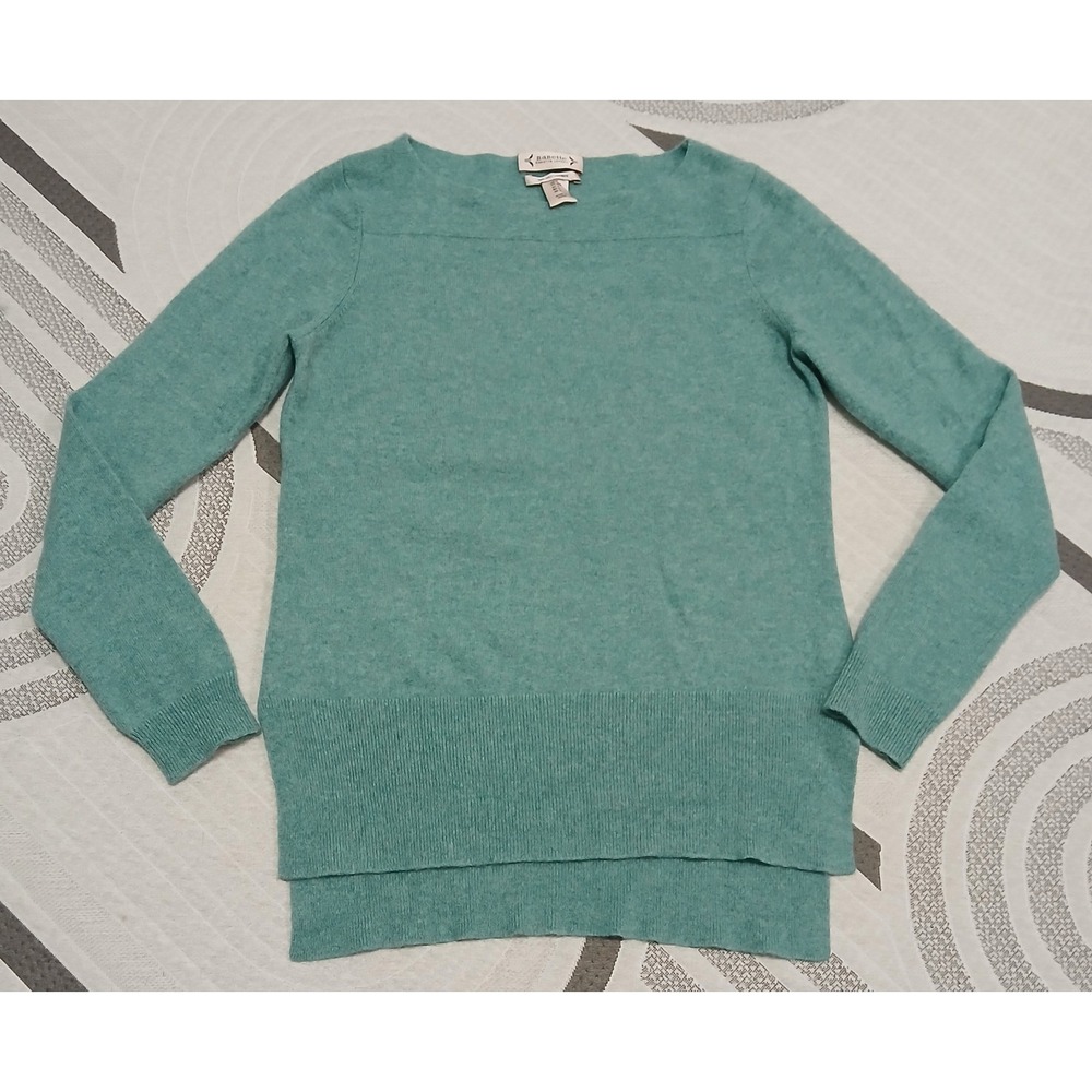 Nanette Lepore Womens Medium 100% cashmere 2ply sweater spruce green boatneck